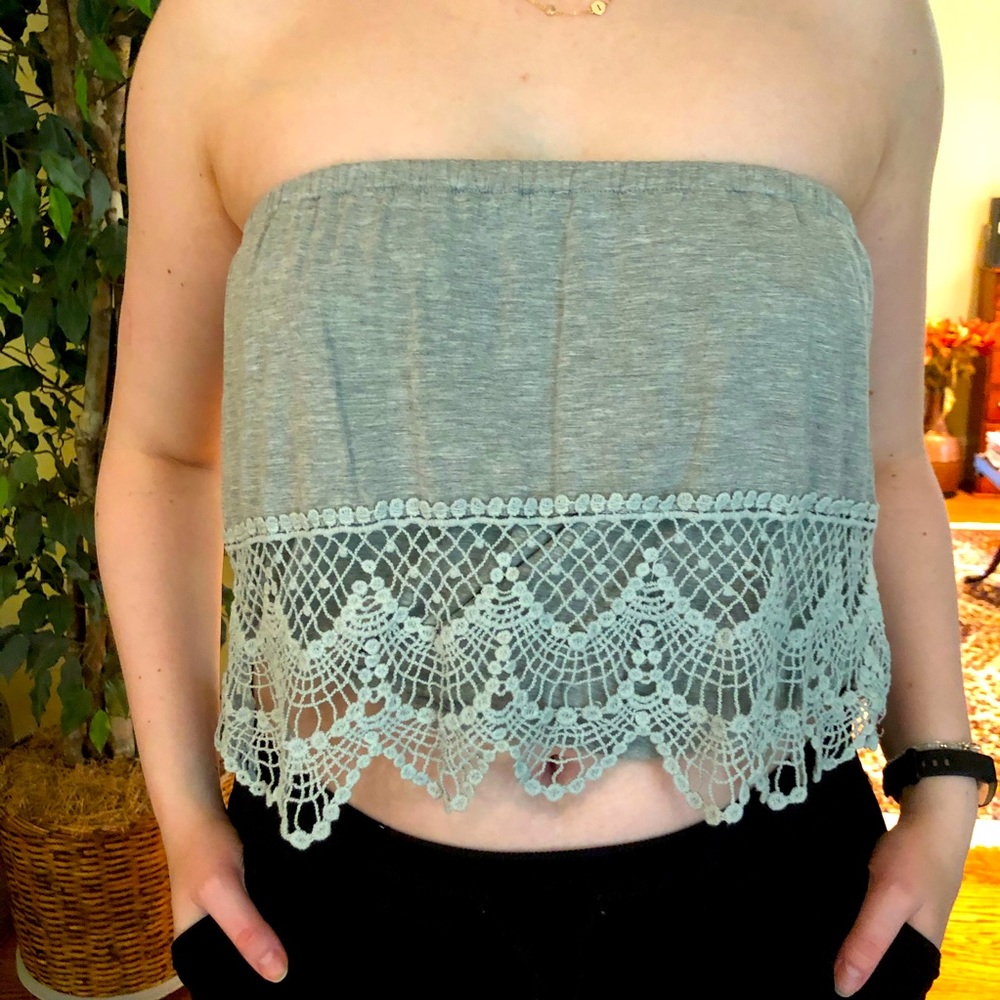 Lace Strapless Crop Top